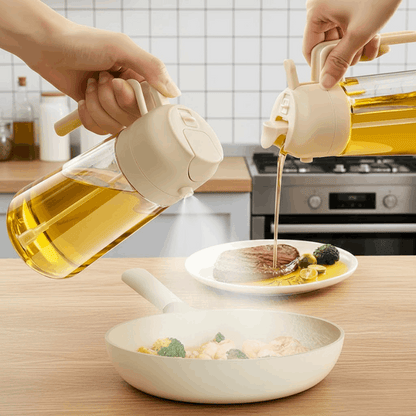 2-in-1 Glass Oil Spray & Pour Bottle (500ml) – Buy 1 Get 1 FREE