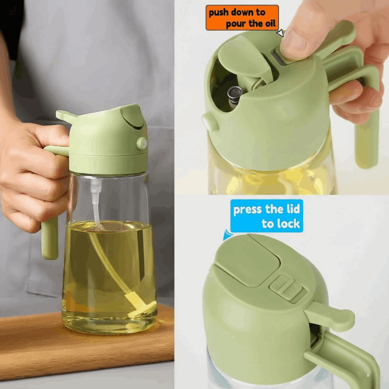 2-in-1 Glass Oil Spray & Pour Bottle (500ml) – Buy 1 Get 1 FREE